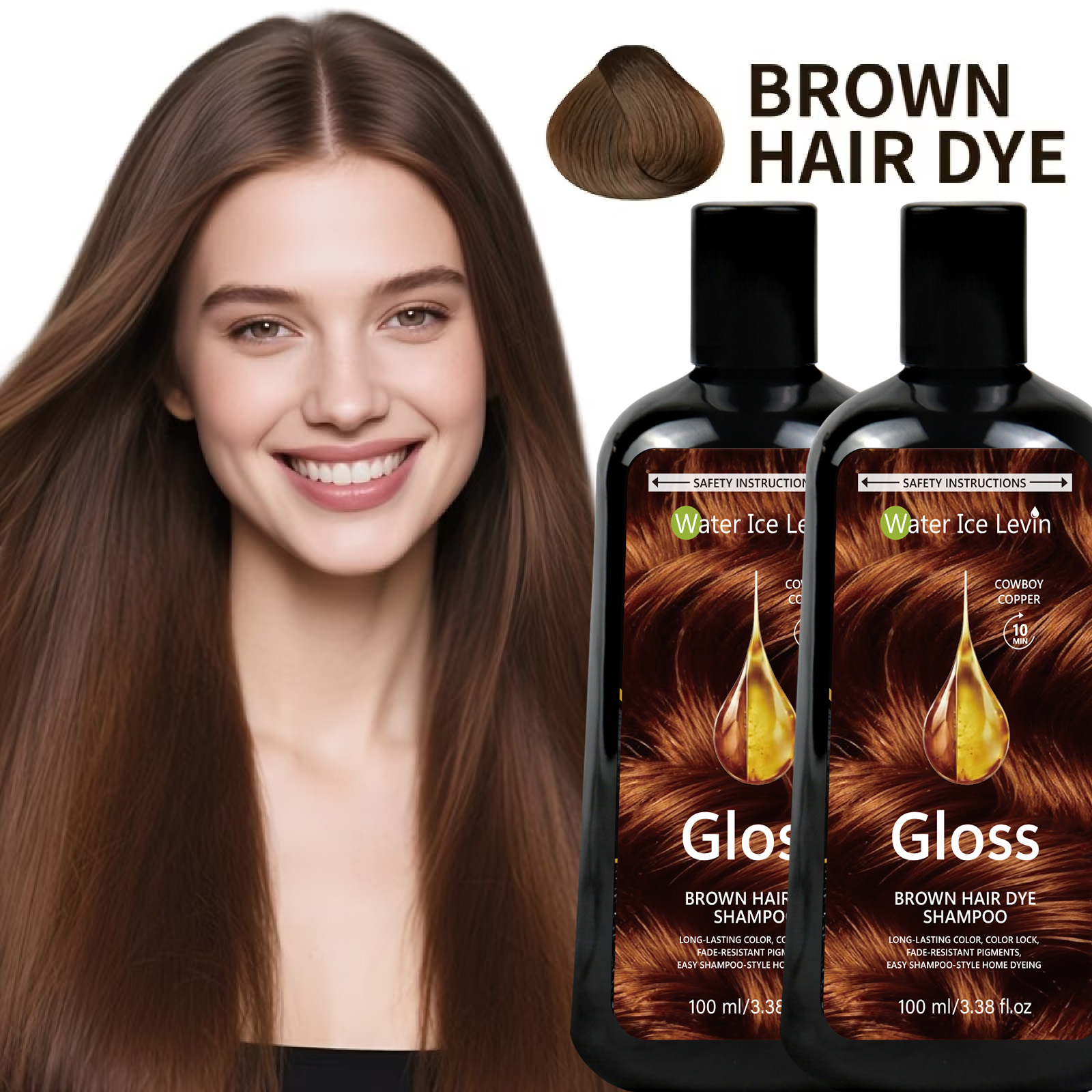 Hair Spray Color - شامبو صبغة الشعر البني 100 مل،